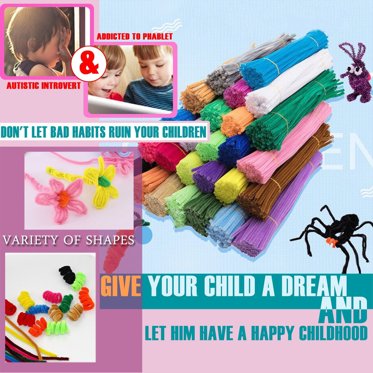Chenille Pipe Cleaners, Solid Pink, 100 Pieces - Image 2