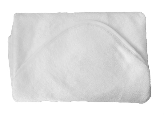 Organic Bamboo Terry Hooded Baby Towel with Bear Ears, White, Small
