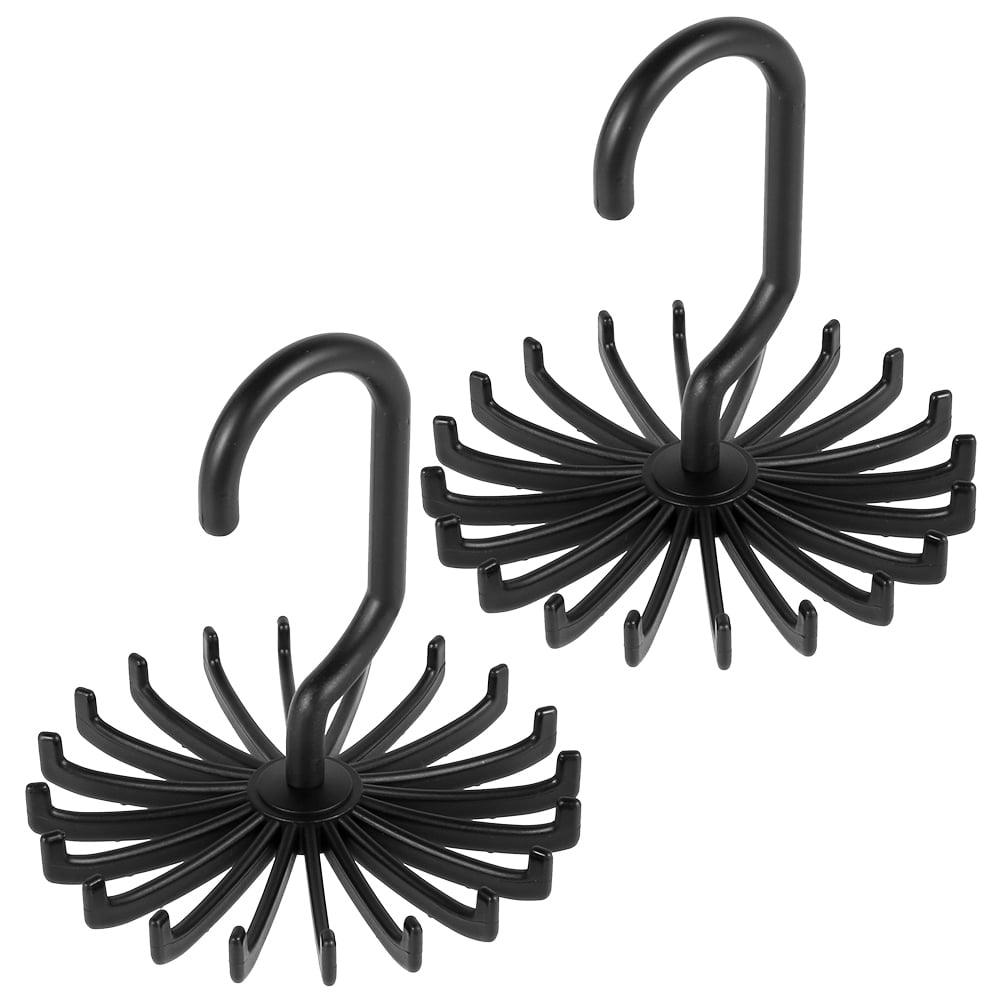 360° Rotating Slim Tie and Belt Rack, 2 Pieces, Black