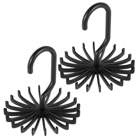360° Rotating Slim Tie and Belt Rack, 2 Pieces, Black