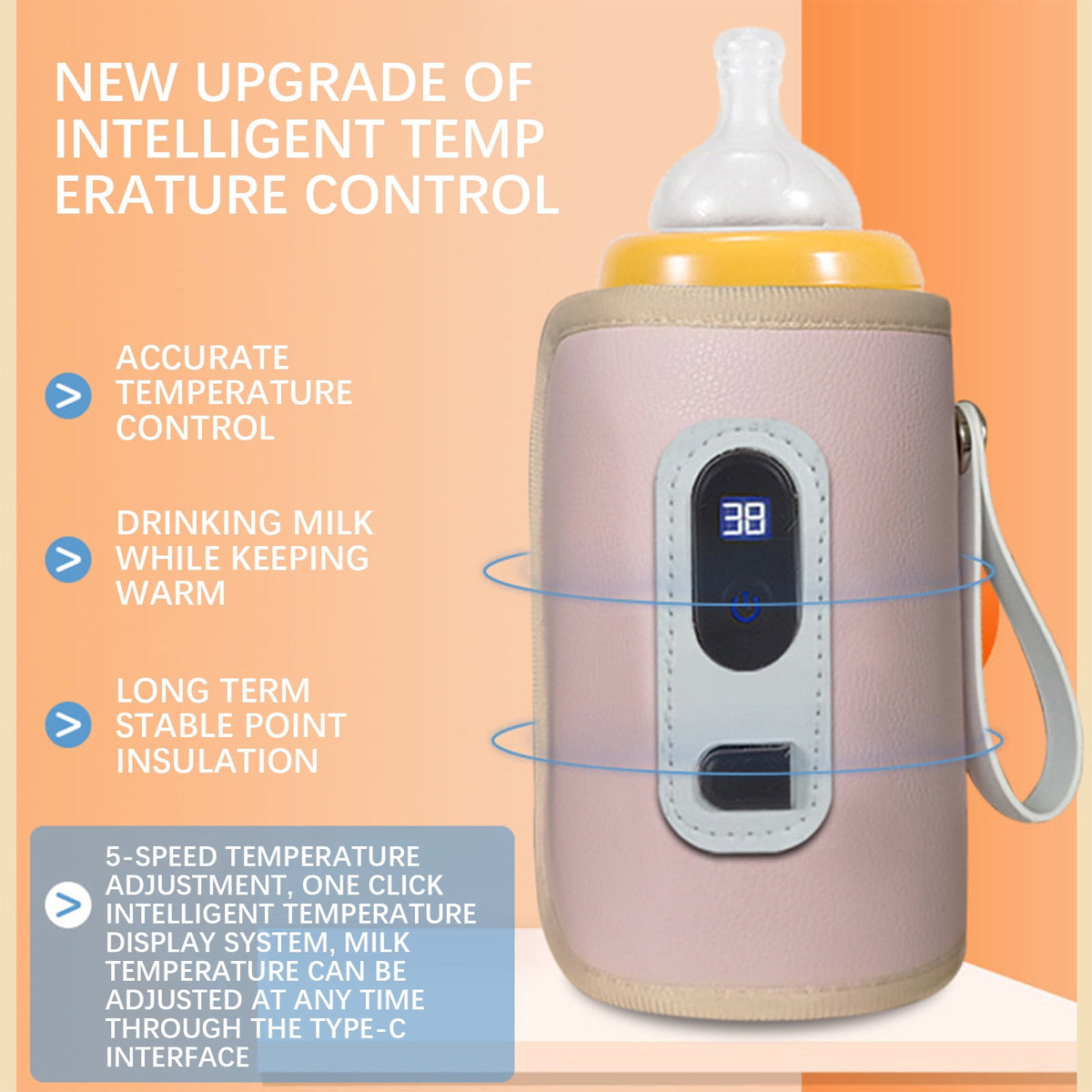 Portable Baby Bottle Warmer Sleeve with LCD Display for Travel - Image 3