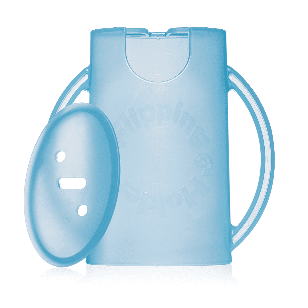 Squeeze-Proof Pouch and Juice Box Holder with Lid, Blue