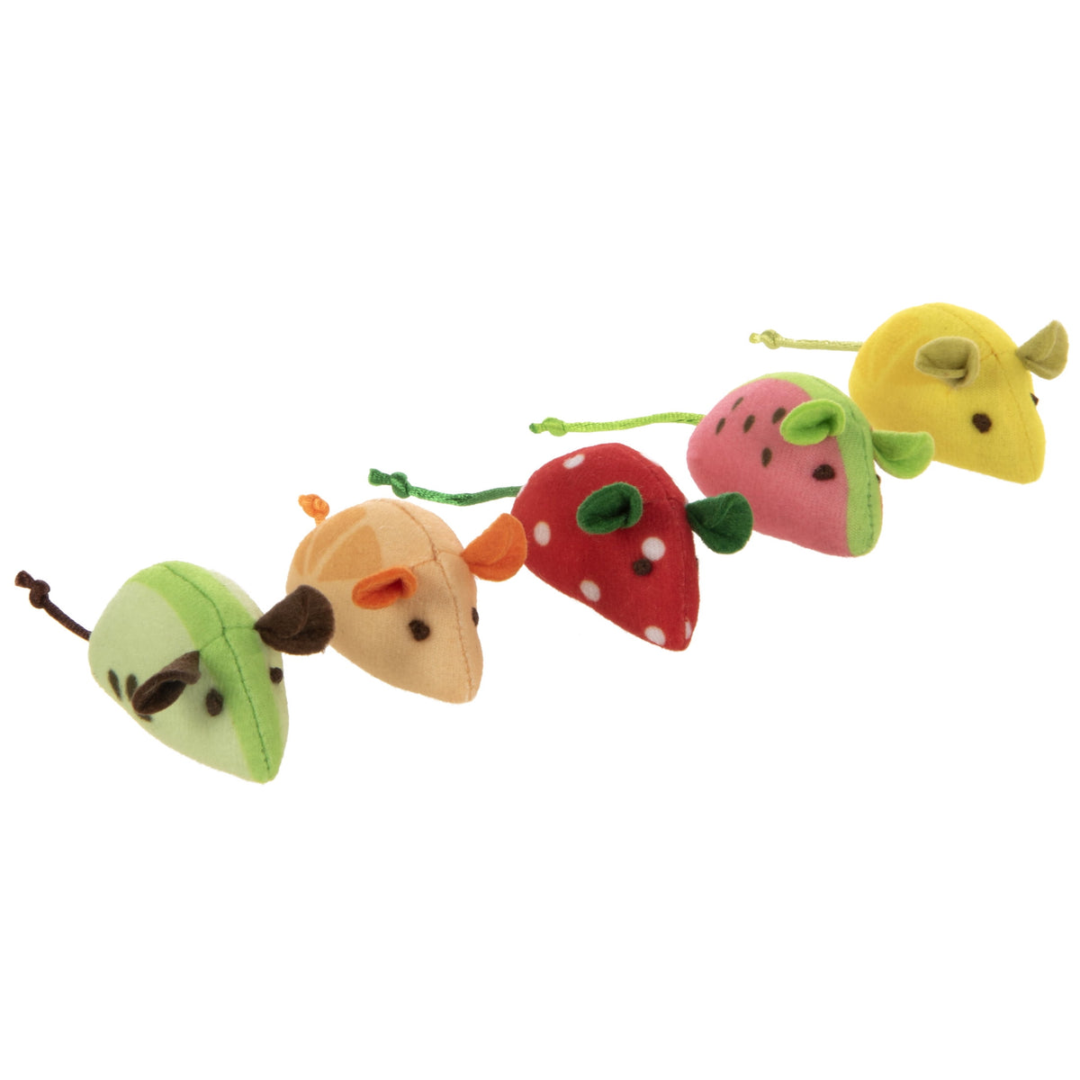 Plush Catnip Mice Cat Toys, Fruit-Slice Design, Set of 5 - Image 5
