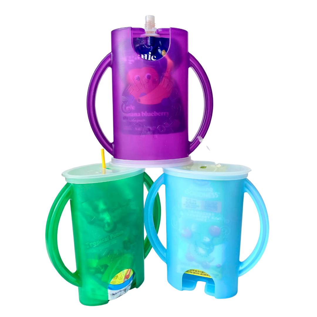 Squeeze-Proof Pouch and Juice Box Holder with Lid, Blue - Image 2