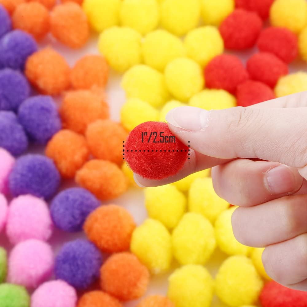 Assorted 1 in Craft Pom Poms, 300 Pieces with 100 Wiggle Eyes - Image 3