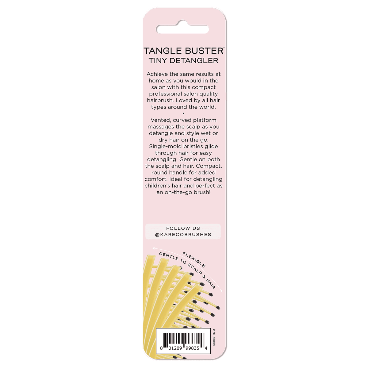 Flexible Paddle Detangling Hair Brush, Travel Size 7 in, Yellow - Image 3