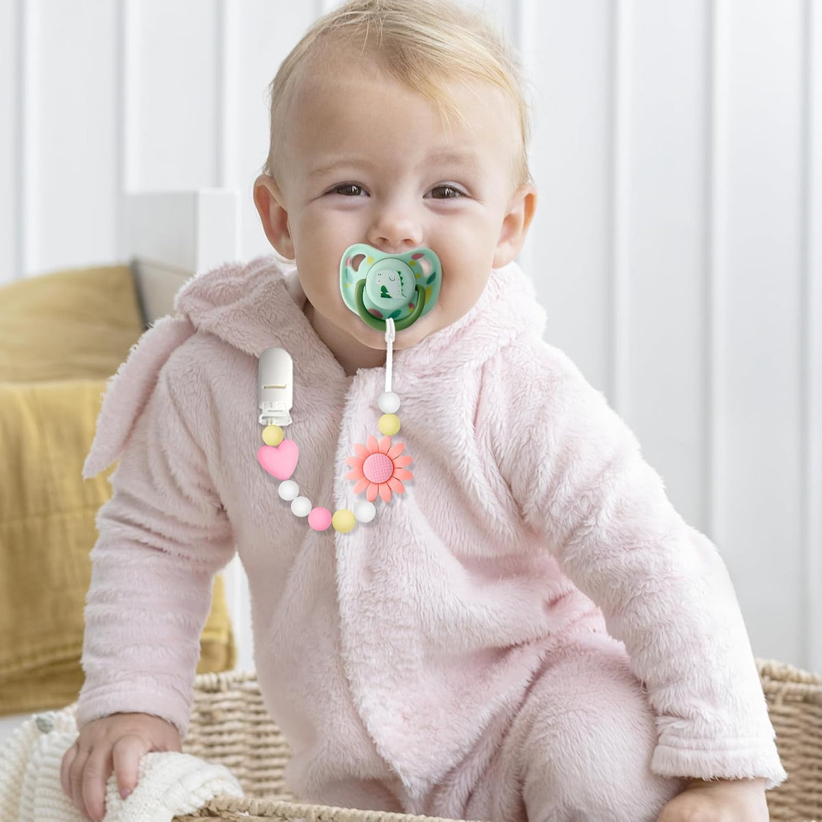 Sunflower Silicone Pacifier Clips, Set of 2 - Image 2