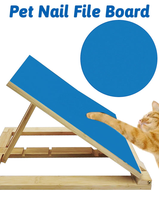Tilted Cat Scratching Ramp with Replaceable Nail-File Sandpaper, 3 Heights, Blue