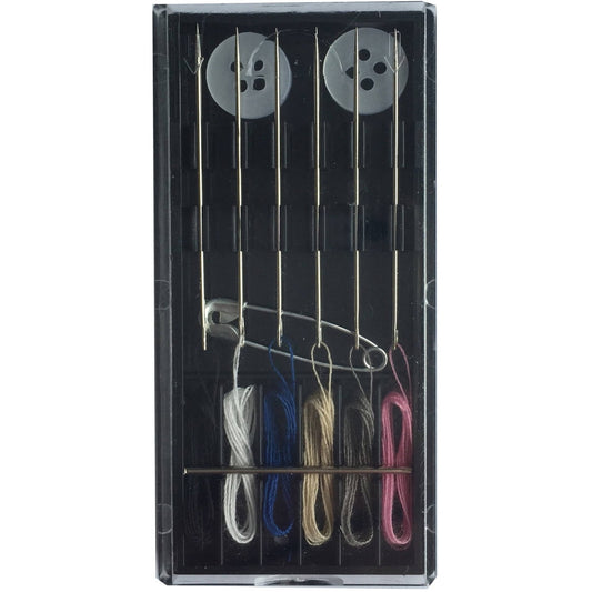 Small Travel Sewing Kit, 9 Pieces in Black Case