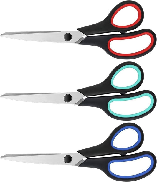 Heavy-Duty 8 in Scissors with Comfort-Grip Handles, 3-Pack