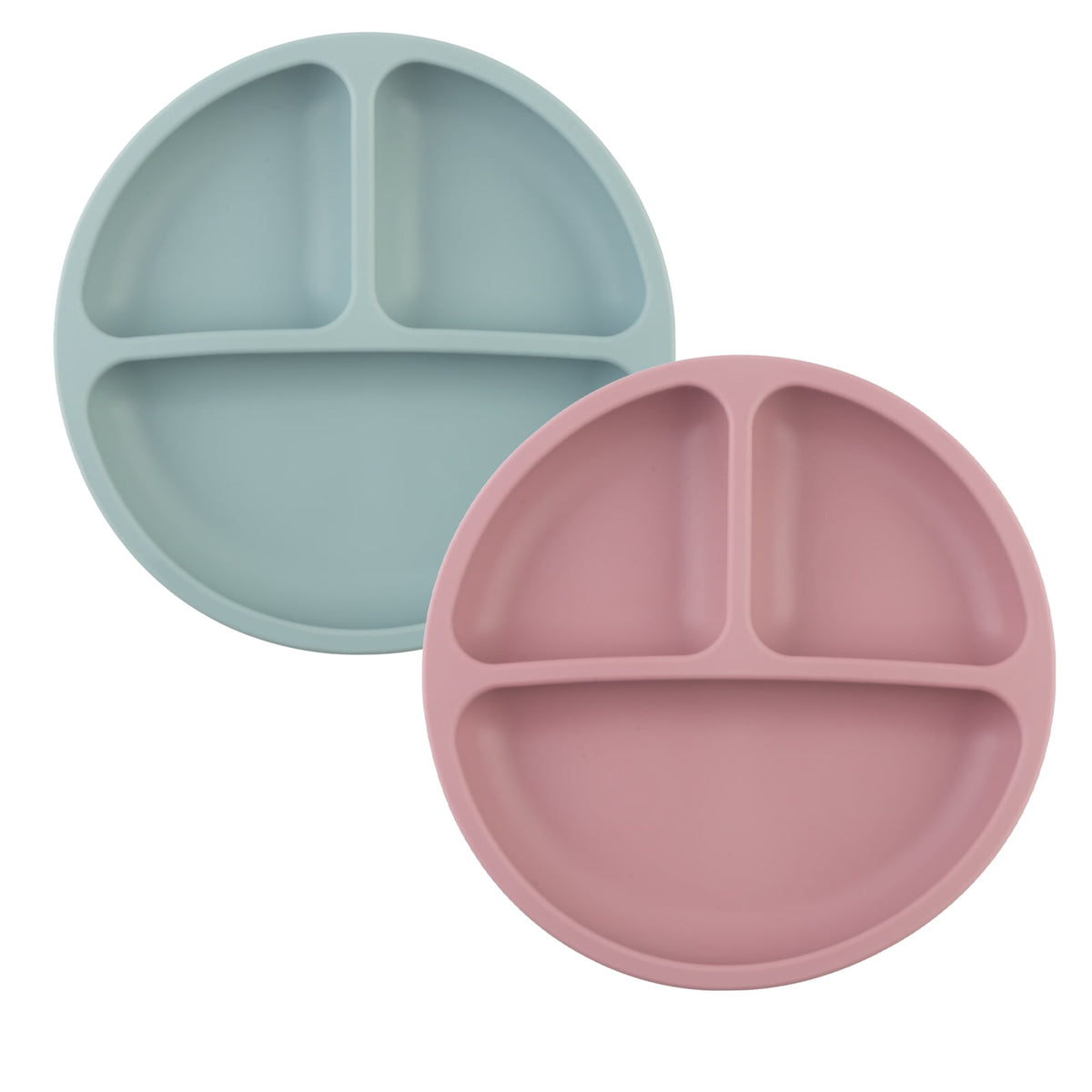 Divided Suction Plates for Babies and Toddlers, Silicone, 2-Pack (Blue and Rose)