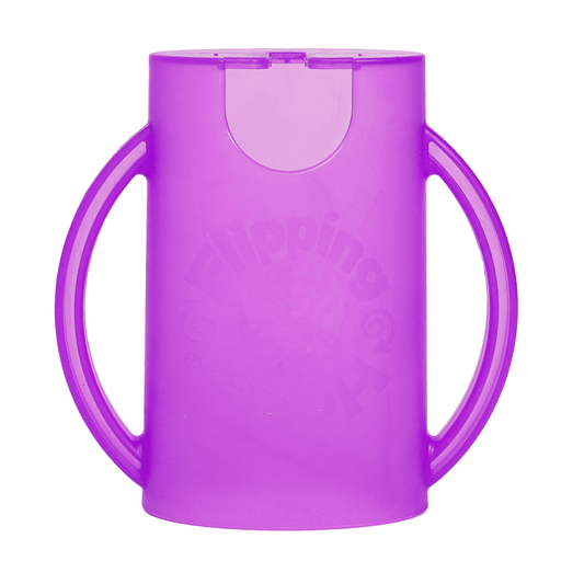 Squeeze-Proof Pouch Holder with Handles, Open Bottom (Purple)