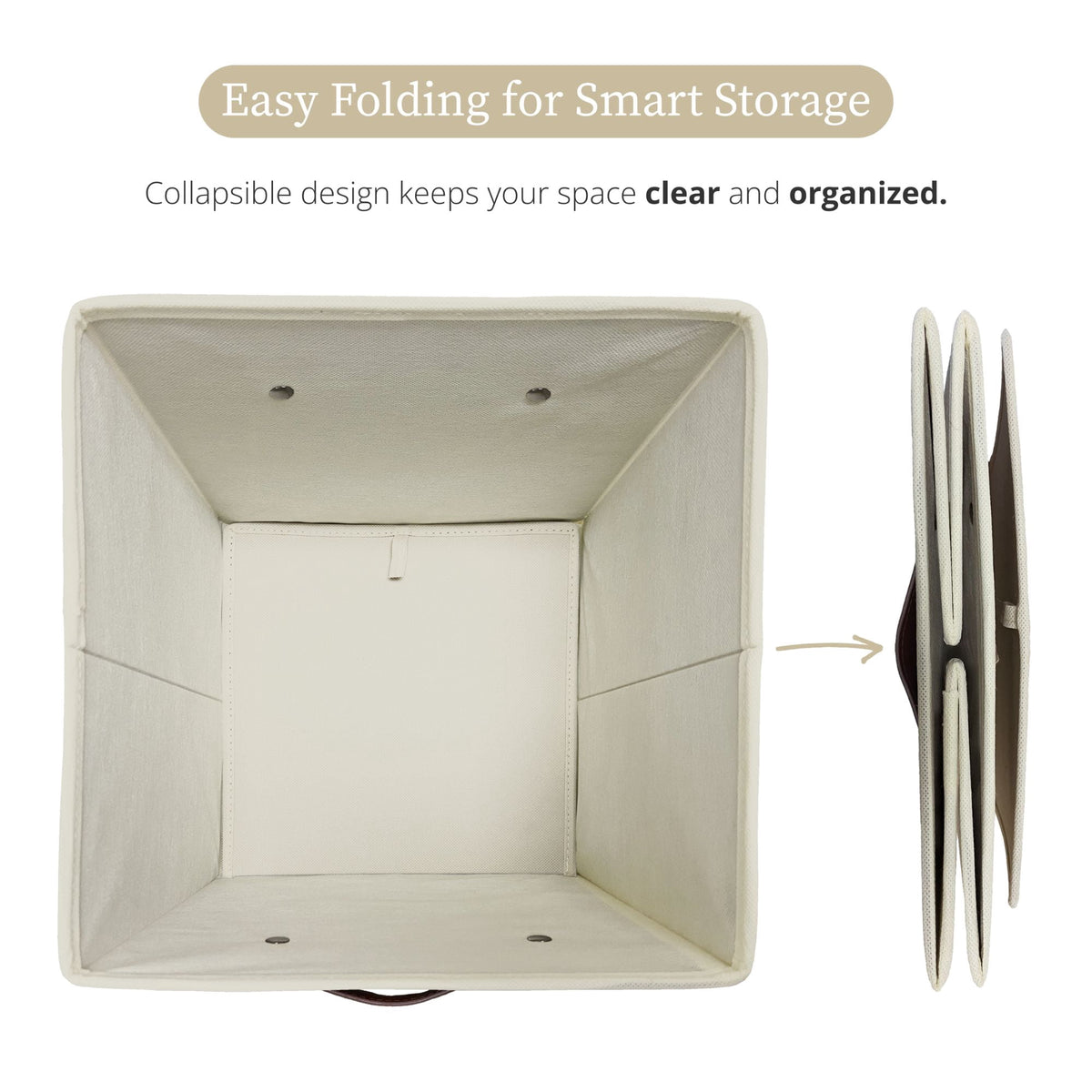 Fabric Cube Storage Bins with Label Holders, Set of 6, Beige - Image 6