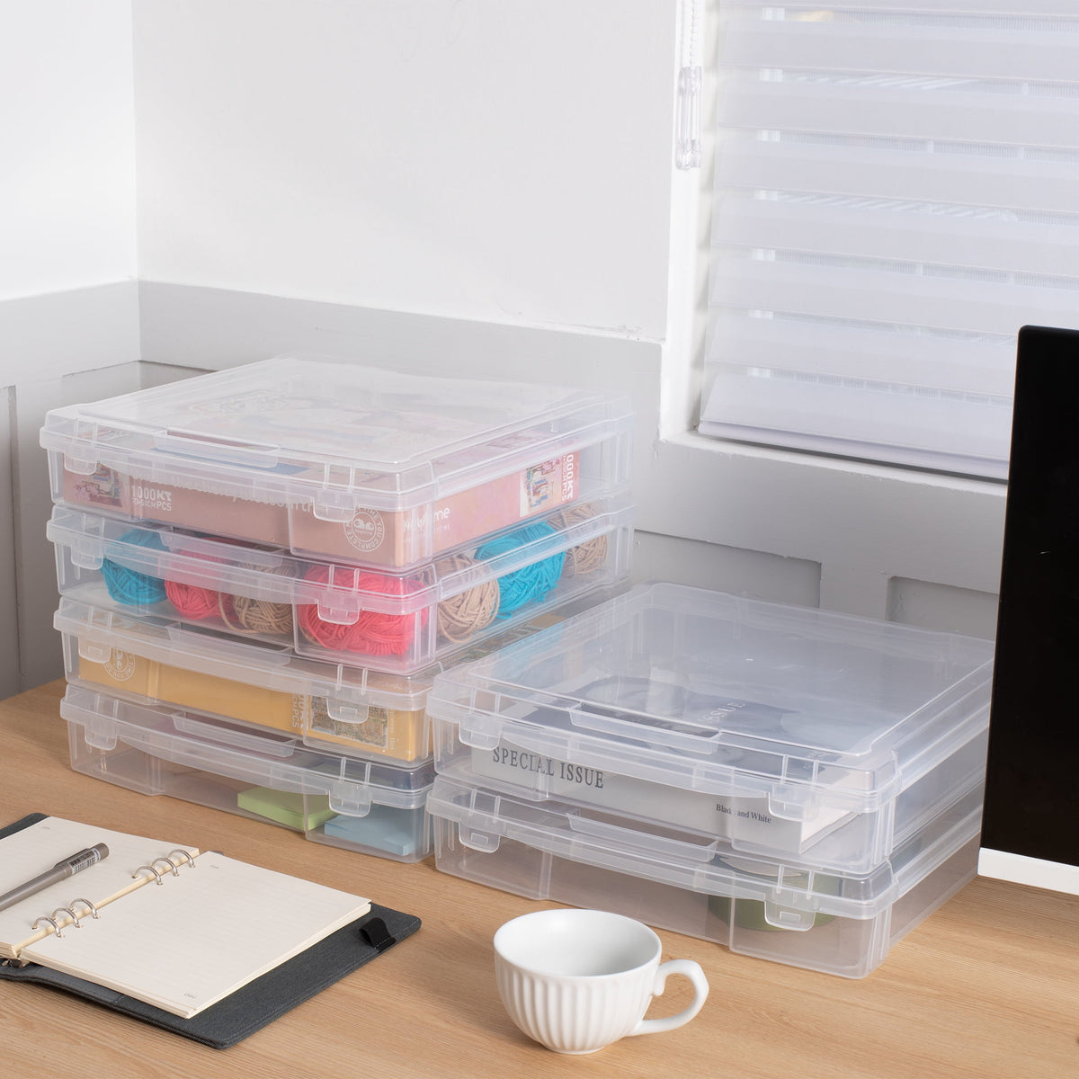Clear 12 x 12 in Scrapbook Paper Storage Box, Plastic - Image 4