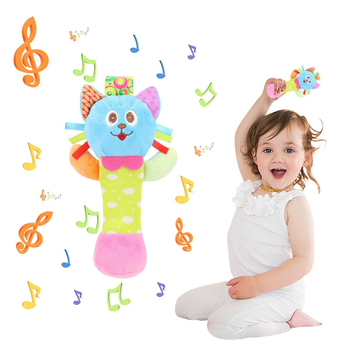 Soft Plush Animal Rattle Stick for Babies 0-6 Months - Image 2