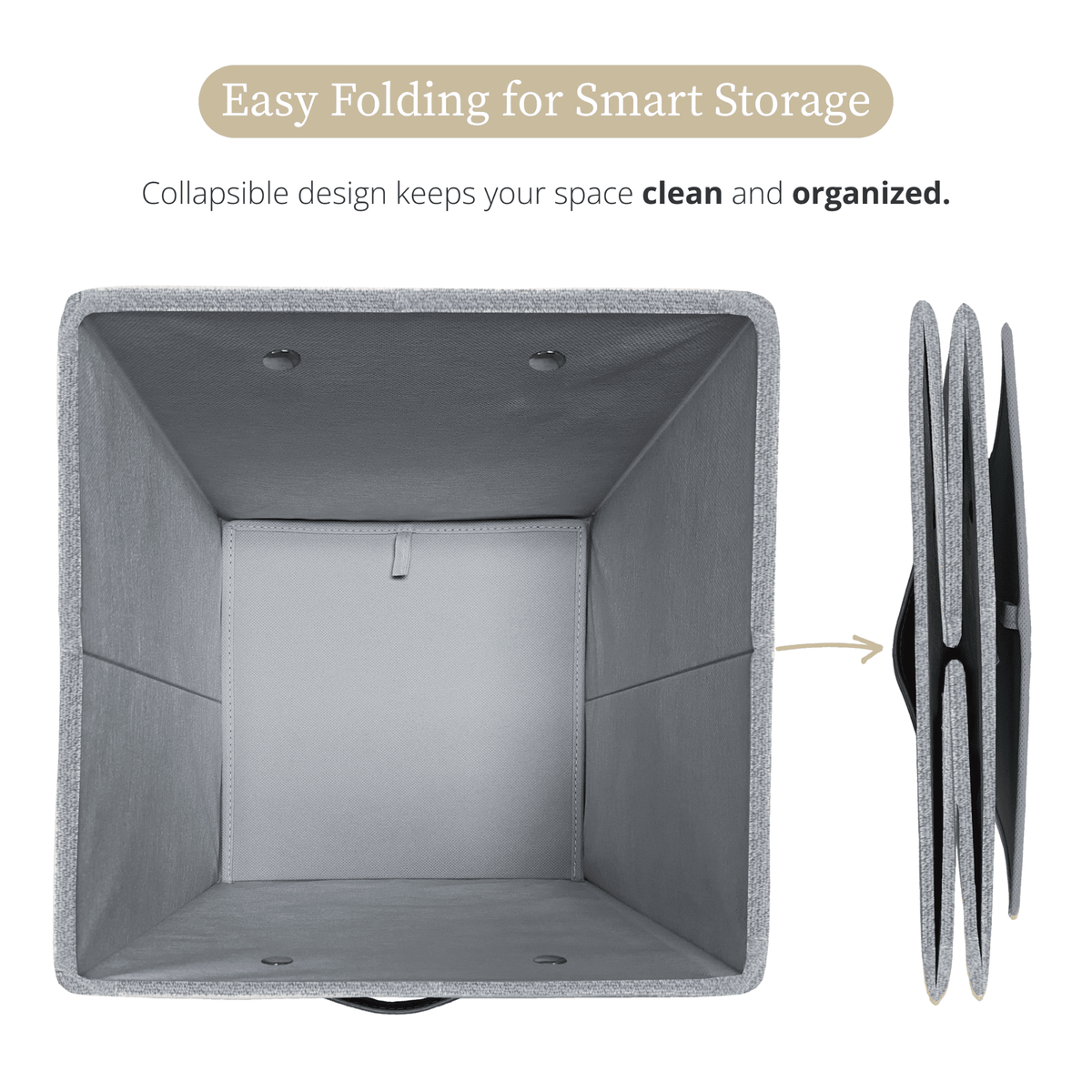 Collapsible Fabric Cube Storage Bins, 13 x 15 x 13 in, Set of 4, Light Grey - Image 5