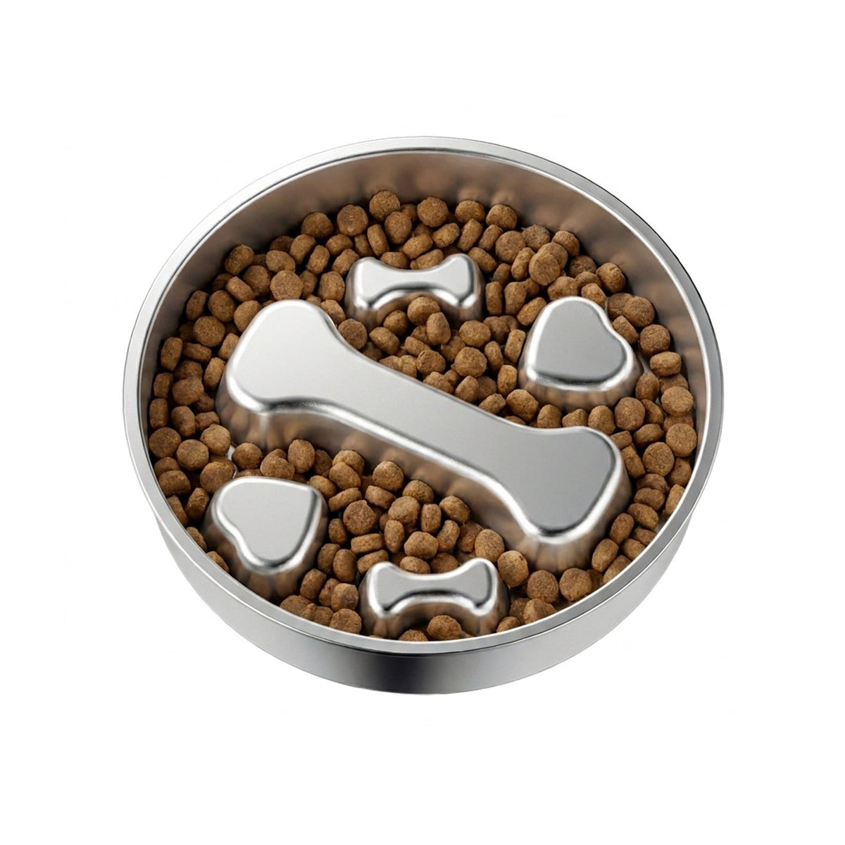 Stainless Steel Slow Feeder Dog Bowl, 2 Cups, Anti-Gulping Puzzle Design - Image 2
