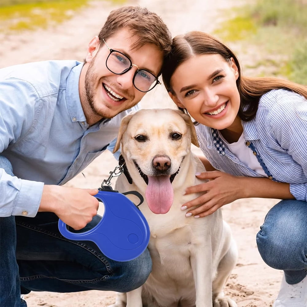 Retractable Dog Leash, 16 ft, Anti-Slip Handle with Brake, Blue - Image 4