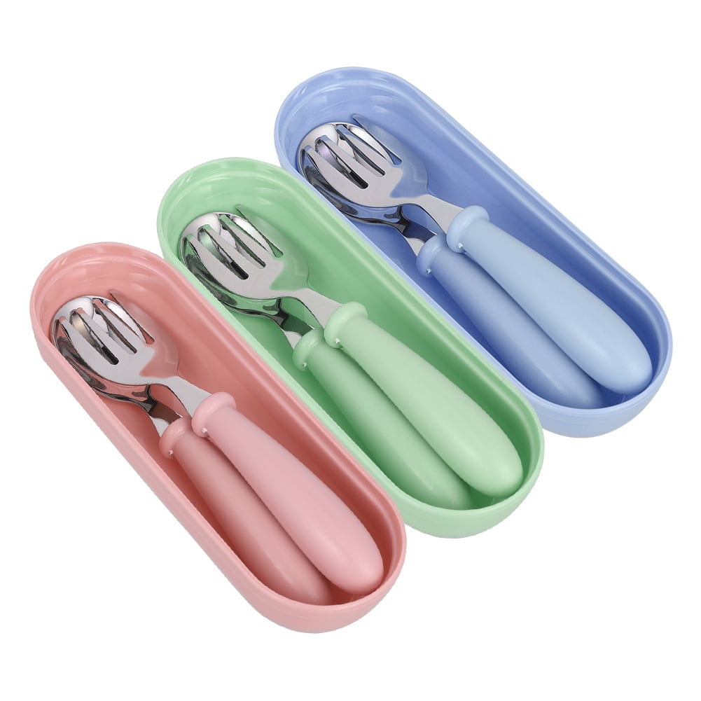 Toddler Spoon and Fork Set with Travel Case, Stainless Steel, 6 Pieces - Image 2