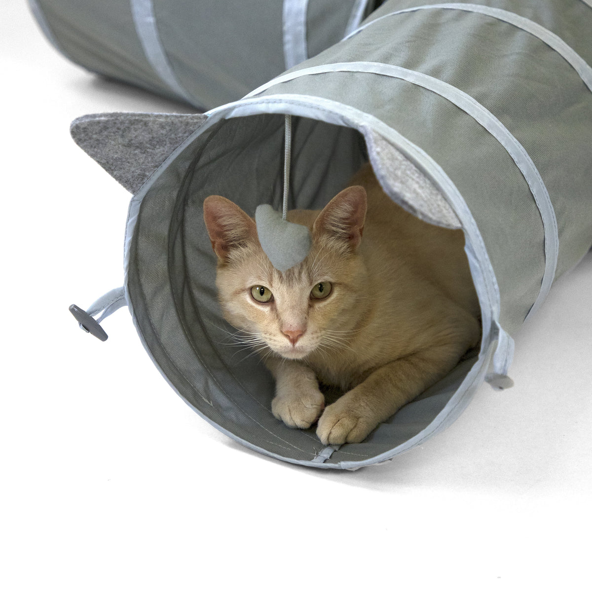 Pop-Up 3-Way Cat Tunnel with Peek Hole and Catnip Toys, Gray - Image 4