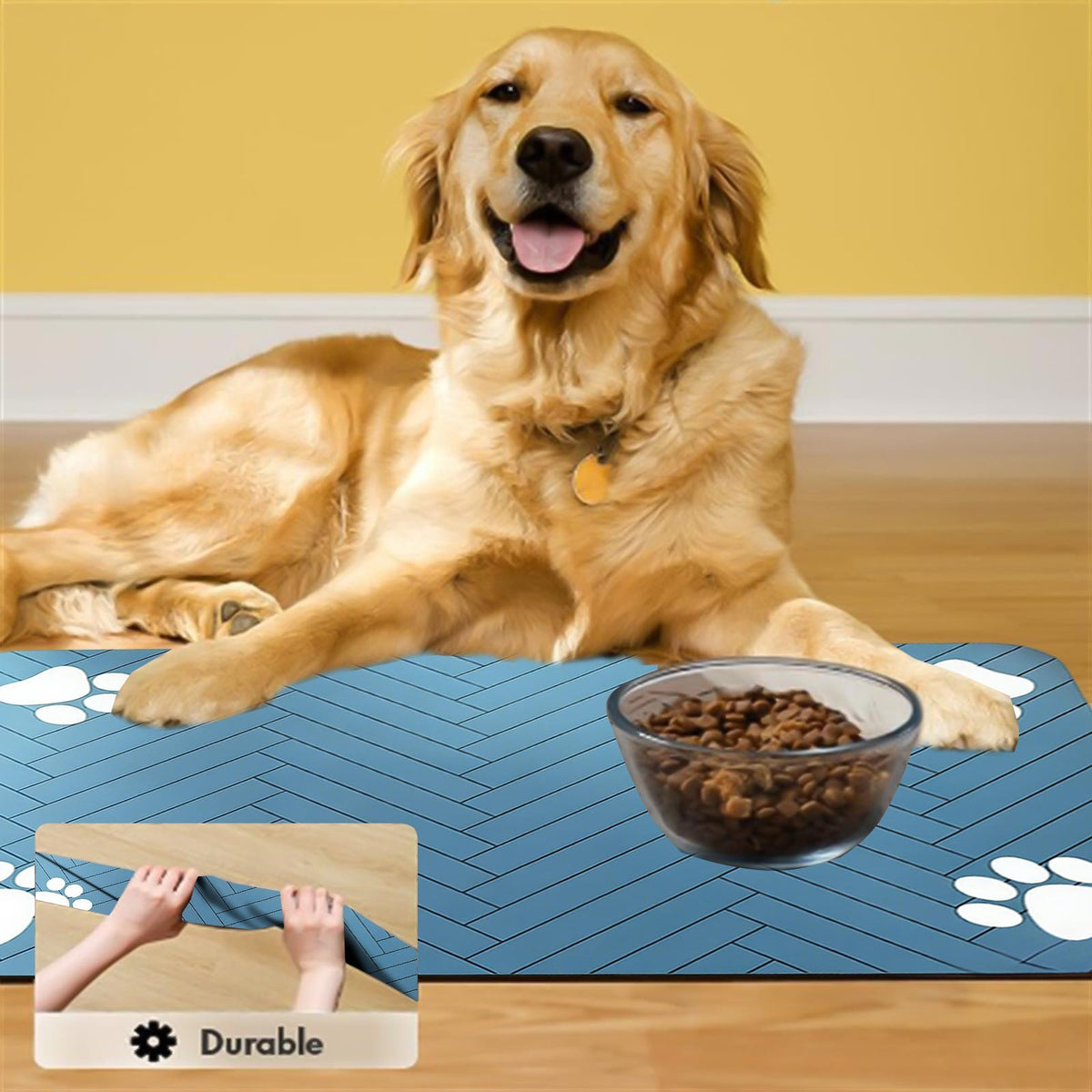 Absorbent Pet Feeding Mat with Waterproof Rubber Backing, 20 x 12 in - Image 4