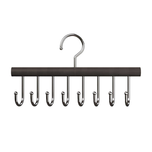 Wooden Belt and Tie Hanger with 8 Hooks, 11 x 6.7 in, Brown
