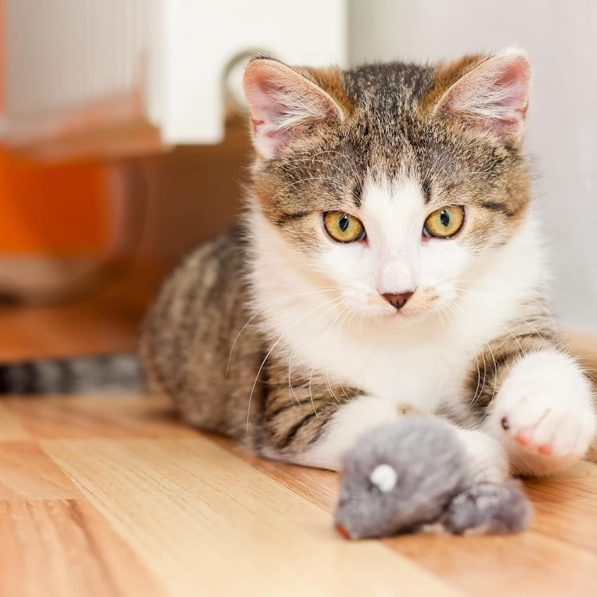 Realistic Fur Mouse Cat Toys with Rattle, White and Gray, 12-Pack - Image 5
