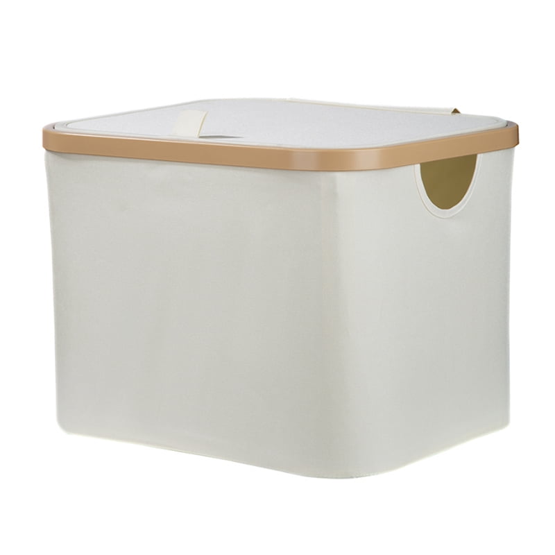 50 L Collapsible Canvas Storage Cubes with Bamboo Rims, 3-Pack, Beige