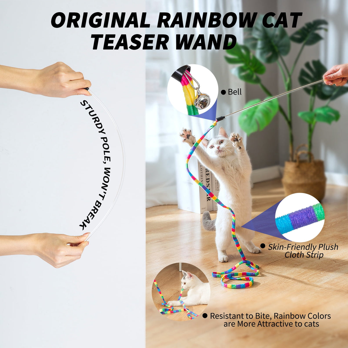 Interactive Cat Feather Wand Set, 2 Retractable Wands and 9 Refills (14 Pieces) - Image 4