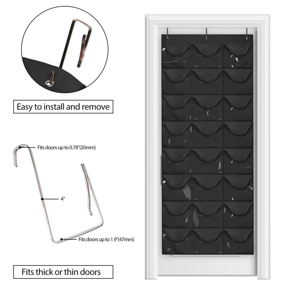 24-Pocket Hanging Cap Organizer for Wall or Door - Image 2