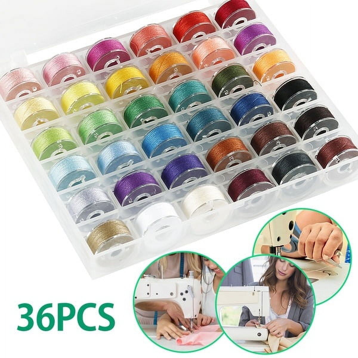 Sewing Bobbins with Thread, 36 Colours, Case and Measuring Tapes - Image 2