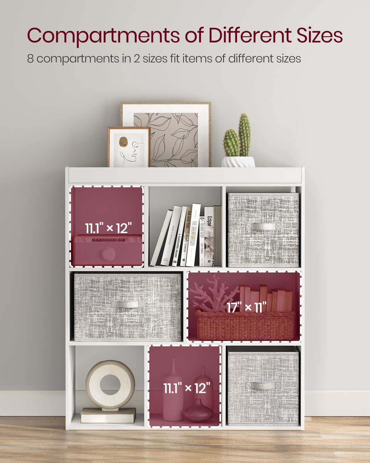 Modern 8-Cube Storage Organizer with 2 Enclosed Compartments, White - Image 5