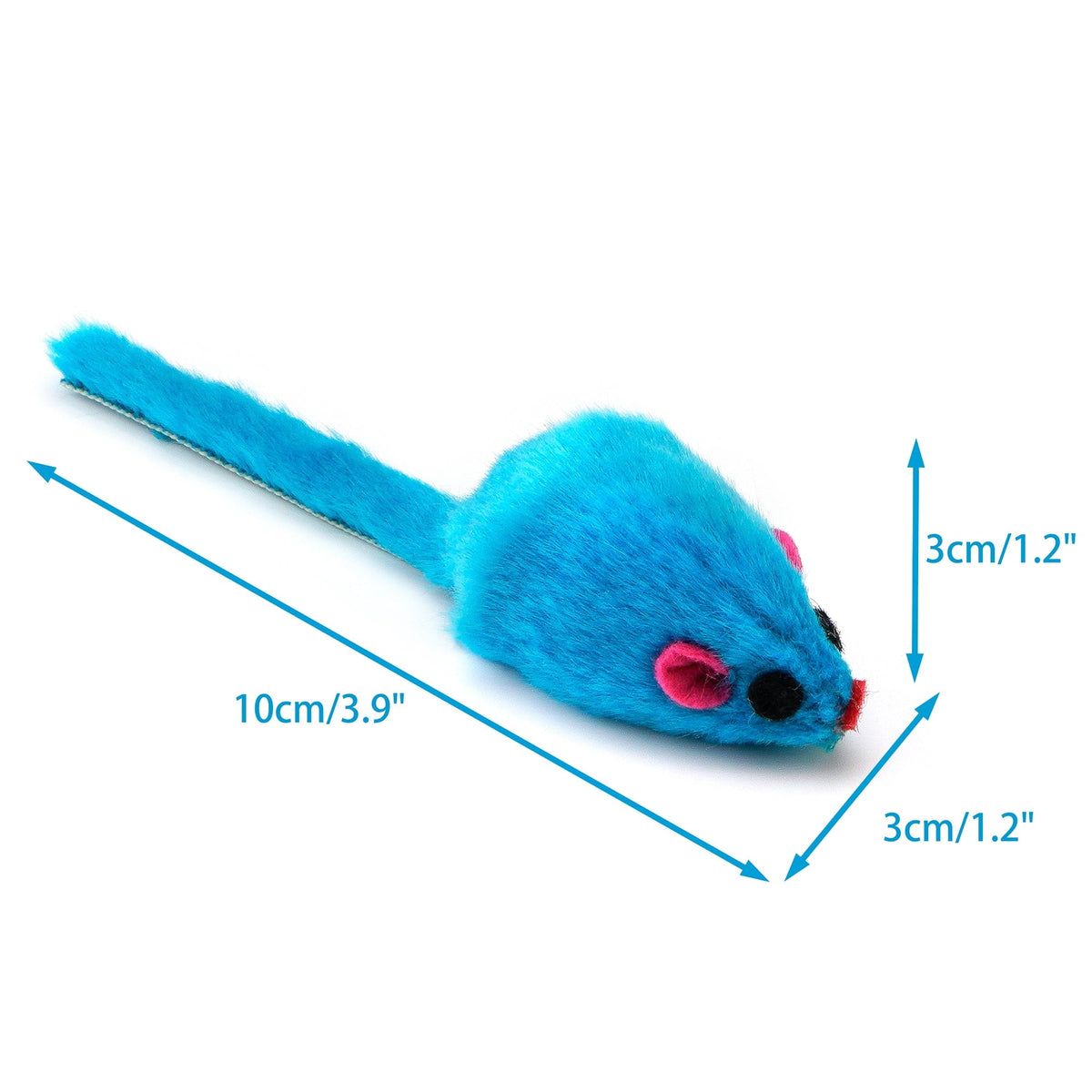 Furry Rattle Toy Mice for Cats, 4.1 in, Assorted Colours, 36-Pack - Image 4
