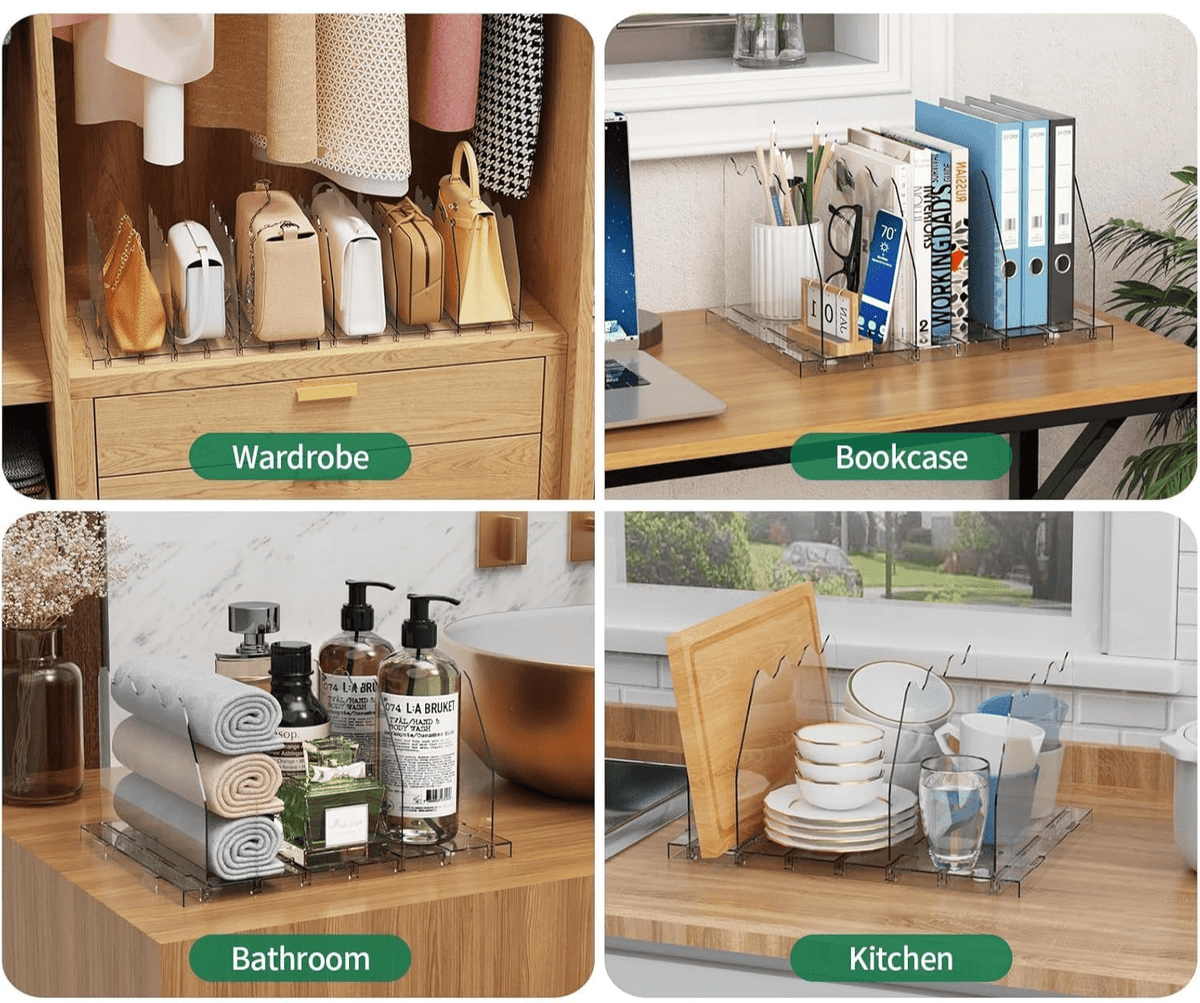 Clear Acrylic Adjustable Shelf Dividers for Closets and Bookshelves - Image 2
