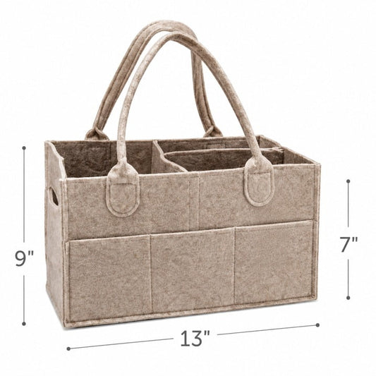 Felt Diaper Caddy with Handles and Removable Divider (Oatmeal)
