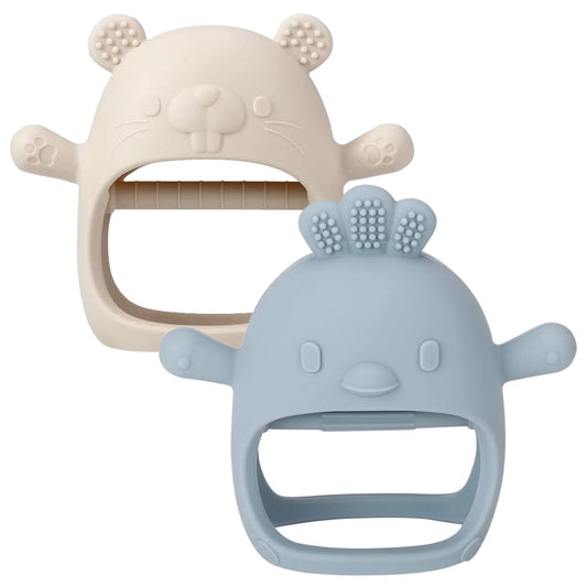 Silicone Mitten Teethers for Babies, 2-Pack