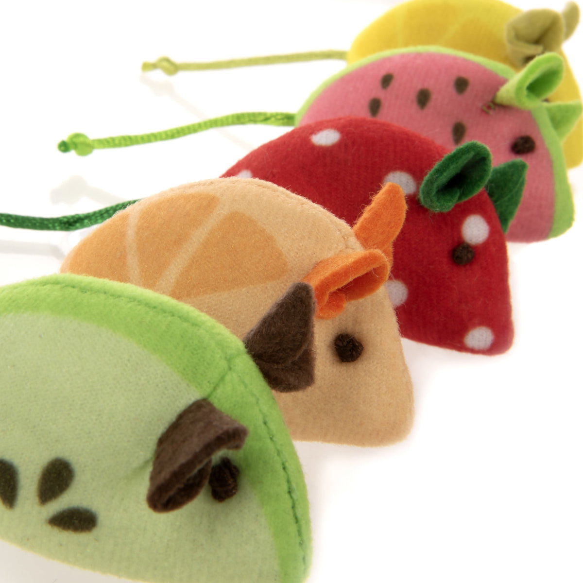 Plush Catnip Mice Cat Toys, Fruit-Slice Design, Set of 5 - Image 3