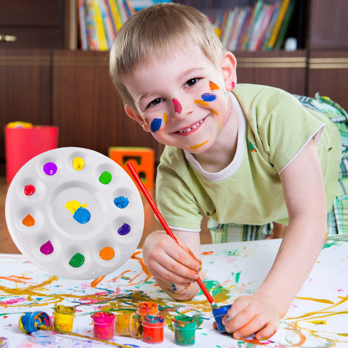 Plastic Paint Palettes for Kids, 6.5 in Round, 12-Pack - Image 2