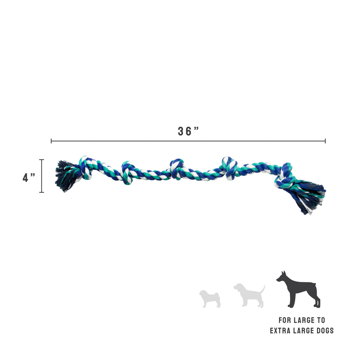 Extra-Large 36 in 5-Knot Cotton-Blend Tug Rope for Dogs Over 80 lb - Image 3