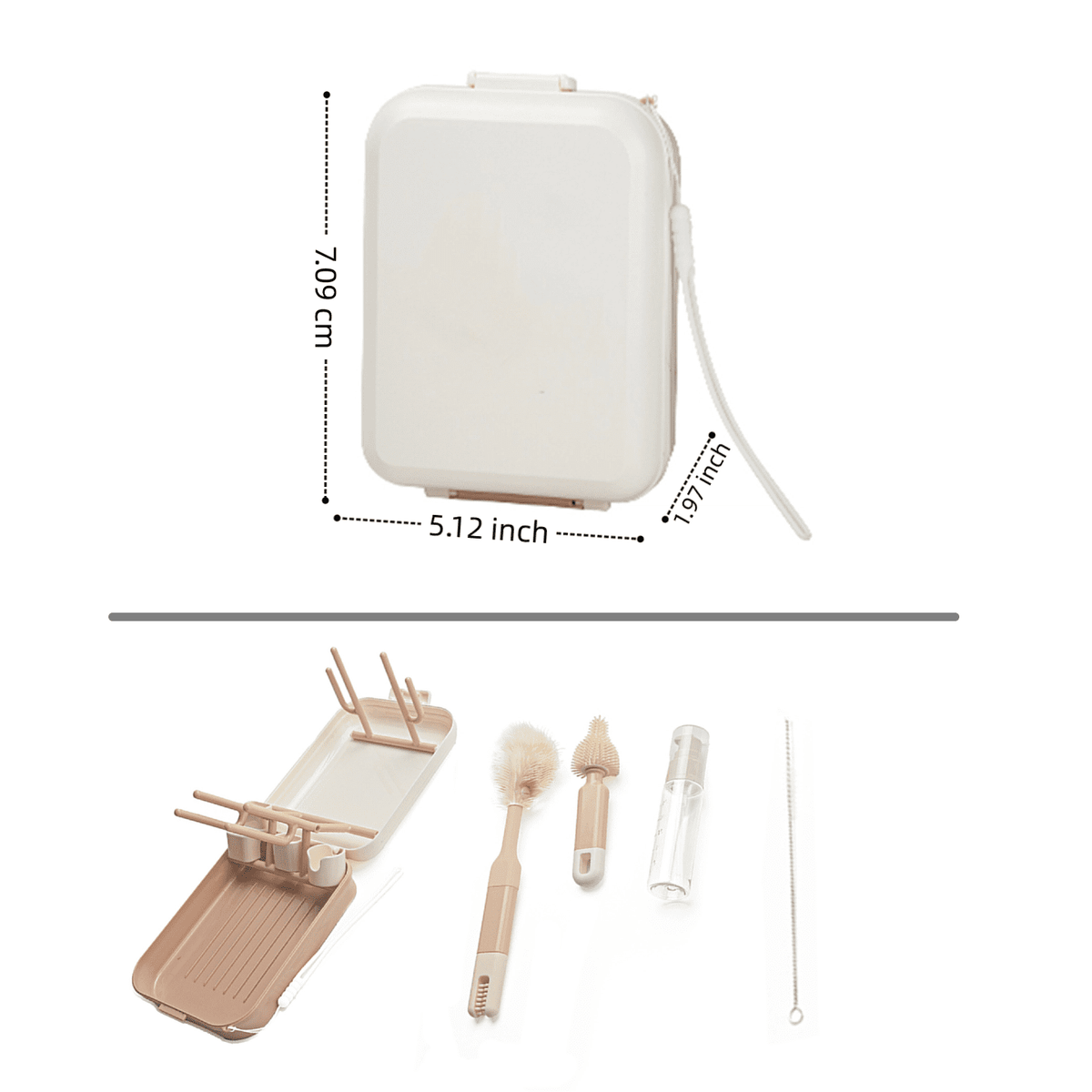 Baby Bottle Brush Set with Fold-Out Drying Rack, Countertop Organizer - Image 4