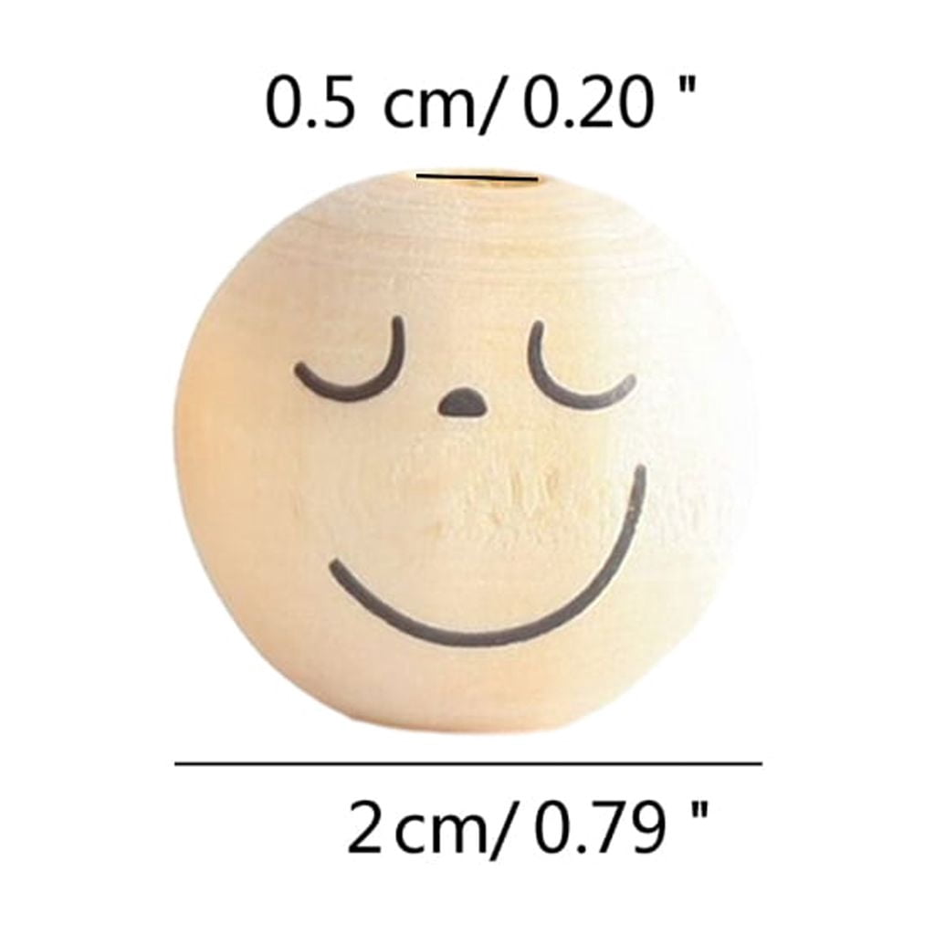 Natural Wooden Smiley Face Beads, 20 Pieces - Image 3