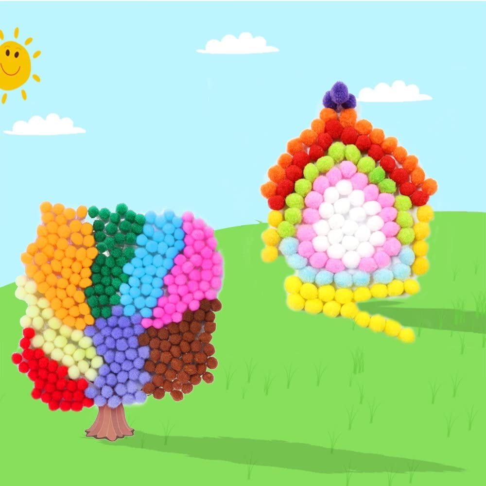 Assorted 1 in Craft Pom Poms, 300 Pieces with 100 Wiggle Eyes - Image 4
