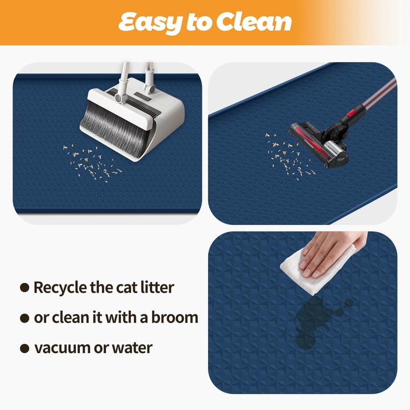 Extra-Large Silicone Cat Litter Mat, 51 x 25.6 in, Waterproof, Navy Blue - Image 5
