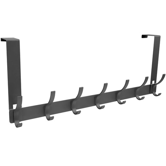 Over-the-Door Hook Rack with 14 Hooks, Stainless Steel, Gray