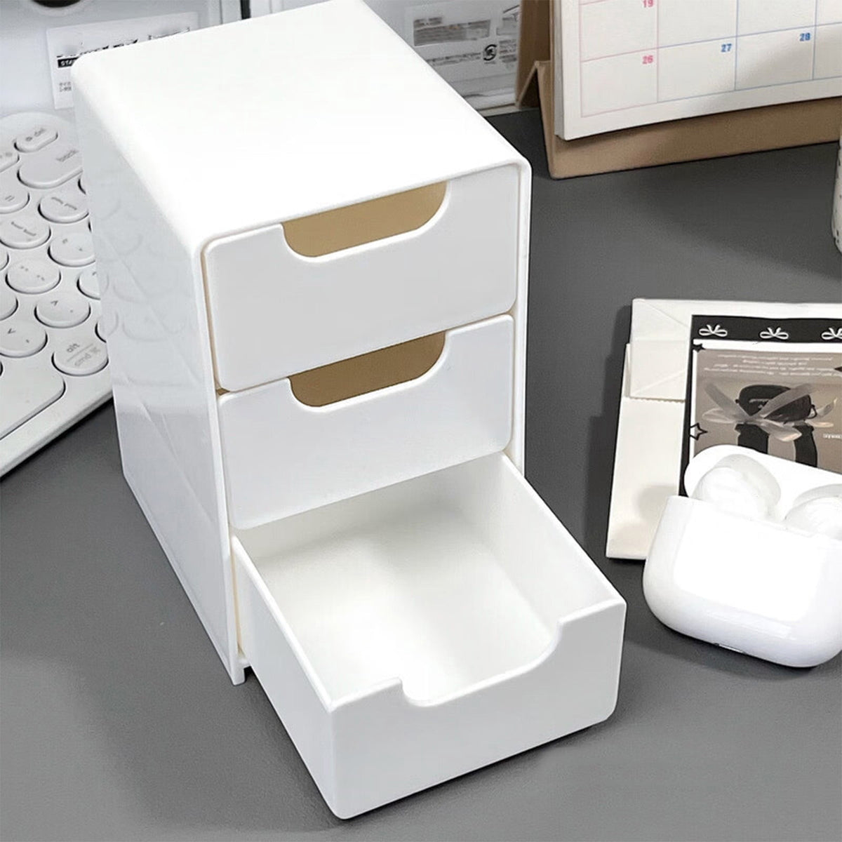 Mini 3-Drawer Plastic Organizer for Beads, Jewellery and Makeup, White - Image 6