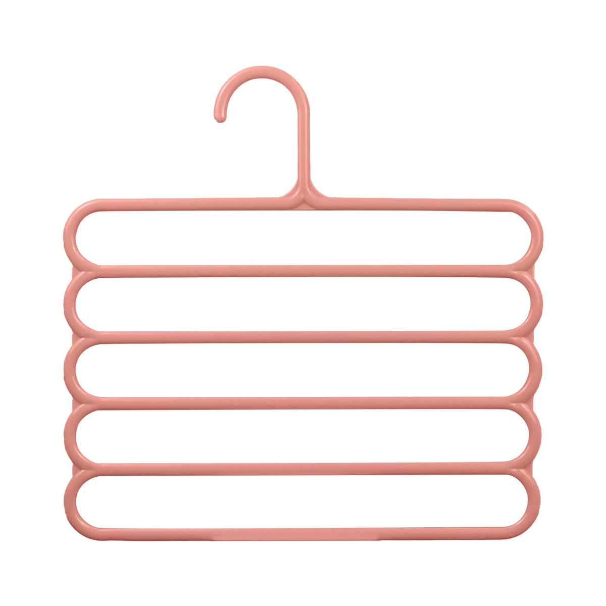 5-Tier Non-Slip Pants Hanger, Space-Saving, Pink