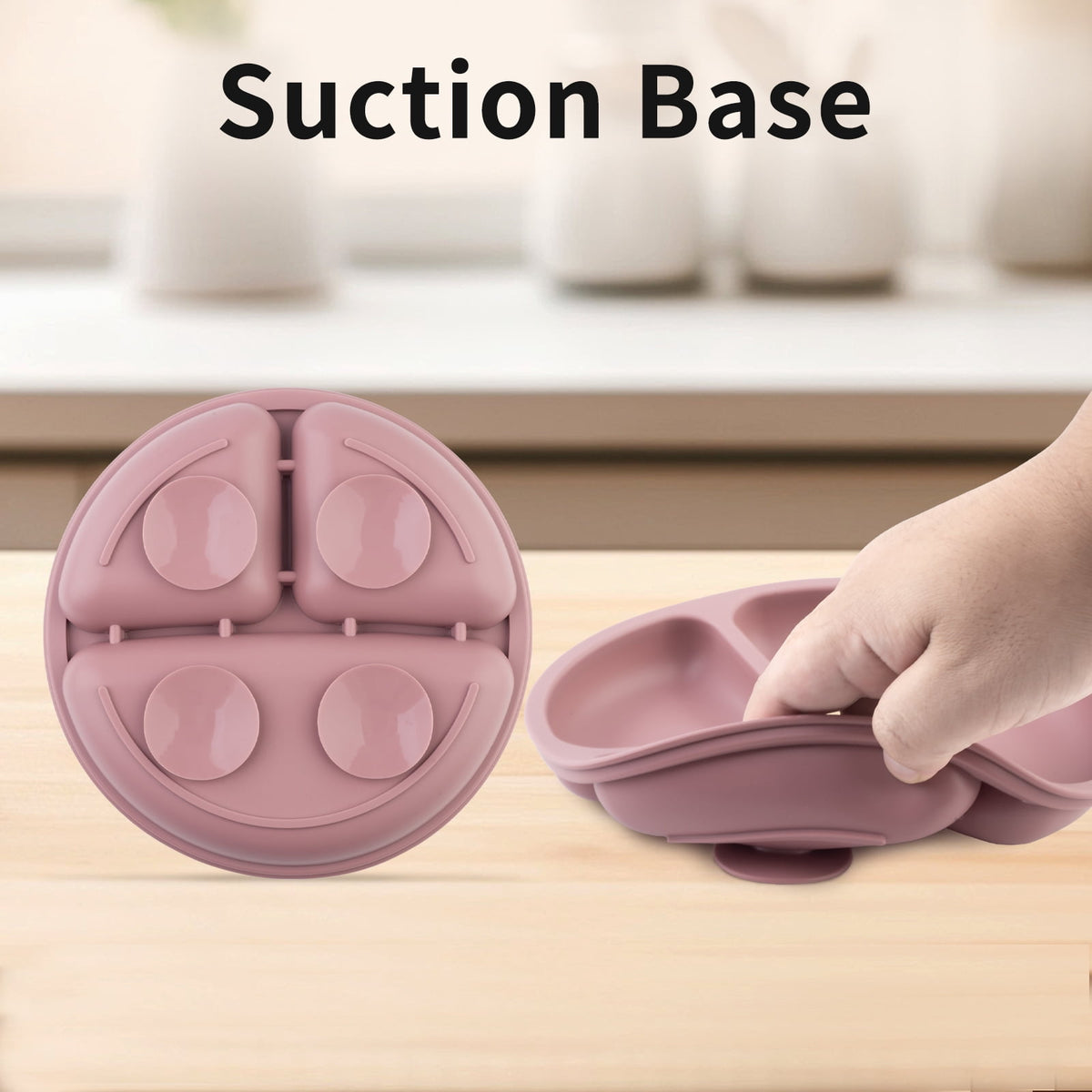 Divided Suction Plates for Babies and Toddlers, Silicone, 2-Pack (Blue and Rose) - Image 3