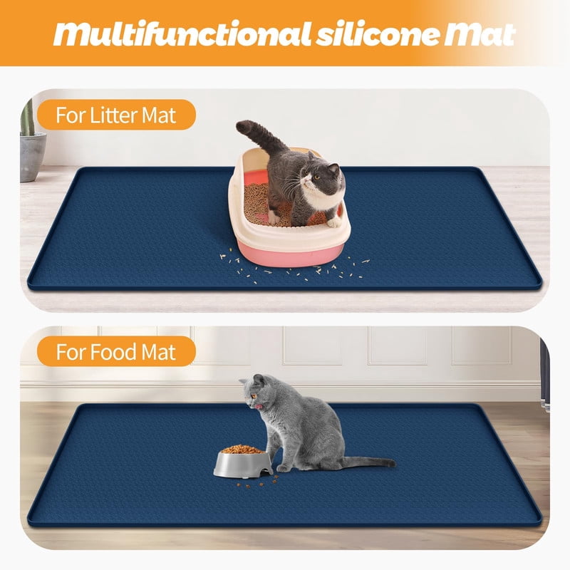 Extra-Large Silicone Cat Litter Mat, 51 x 25.6 in, Waterproof, Navy Blue - Image 6