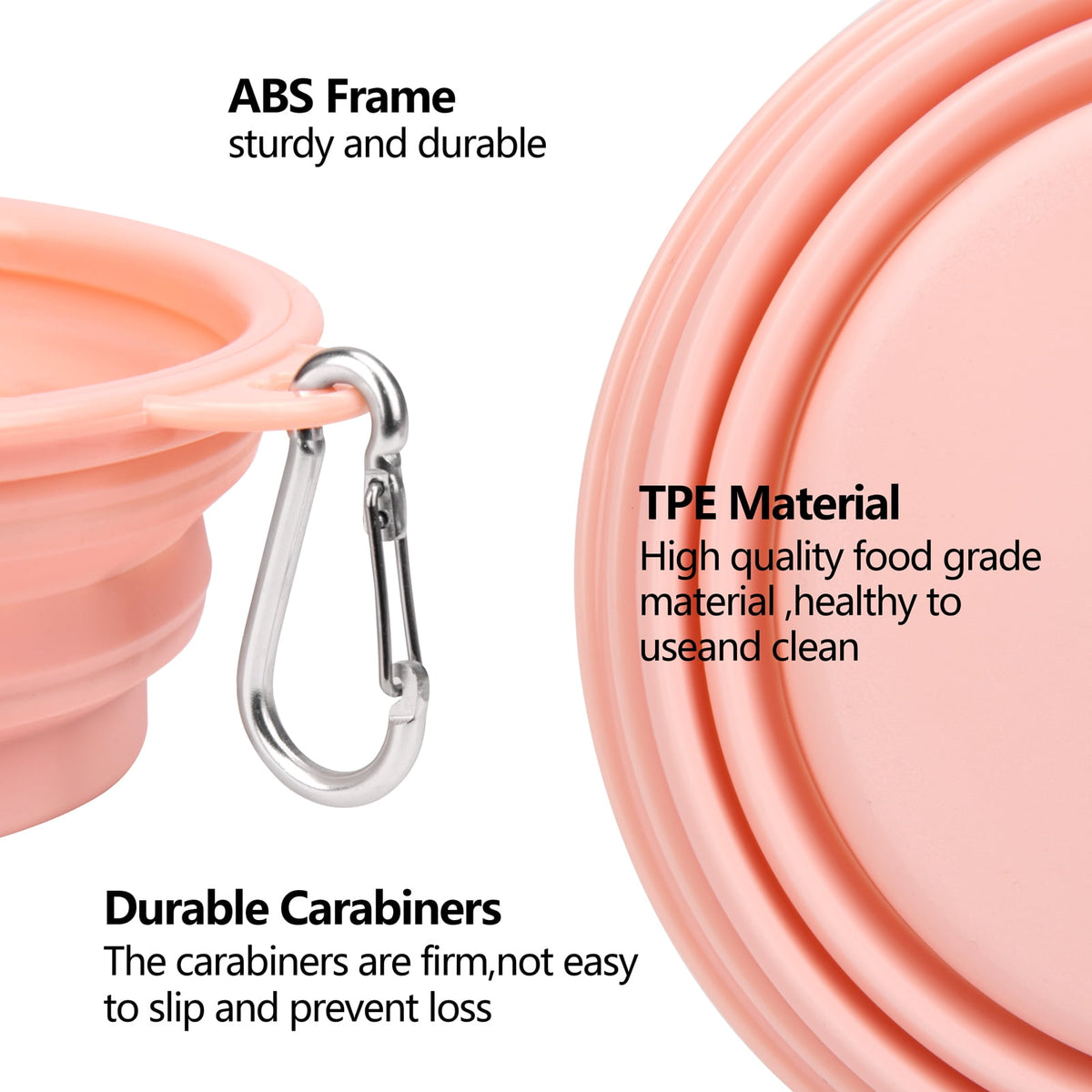 Collapsible Travel Bowls for Dogs and Cats, 12 oz and 22 oz, Pink - Image 5