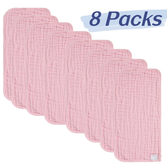 6-Layer Muslin Burp Cloths, 100% Cotton, 20 x 10 in, 8-Pack